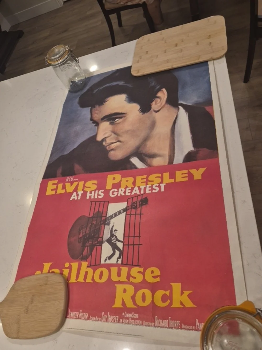 Elvis Presley 1957 Original Jailhouse Rock Movie Poster - Red & Blue